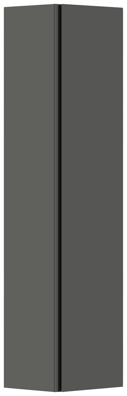 Schwarzer Hänge-Garderobenschrank mit einer Tür, seitliche Perspektive