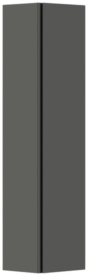 Schwarzer Hänge-Garderobenschrank mit einer Tür, seitliche Perspektive