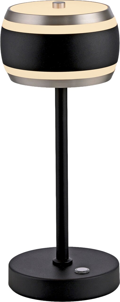 Neuhaus Pure Akku-Tischleuchte PURE FALLING RINGS Moderne Akku-Tischleuchte in Schwarz und Metalloptik, seitliche Perspektive