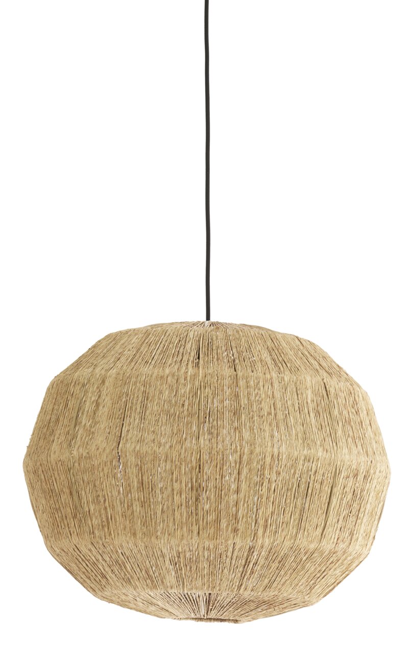 Hanglamp van natuurlijk materiaal, gezien vanaf de zijkant