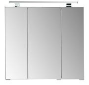 Moderner Spiegelschrank mit drei Türen und integrierter Beleuchtung, Frontalansicht.