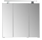 Moderner Spiegelschrank mit drei Türen und integrierter Beleuchtung, Frontalansicht.