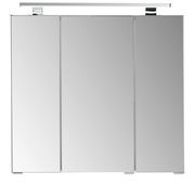 Moderner Spiegelschrank mit drei Türen und integrierter Beleuchtung, Frontalansicht.