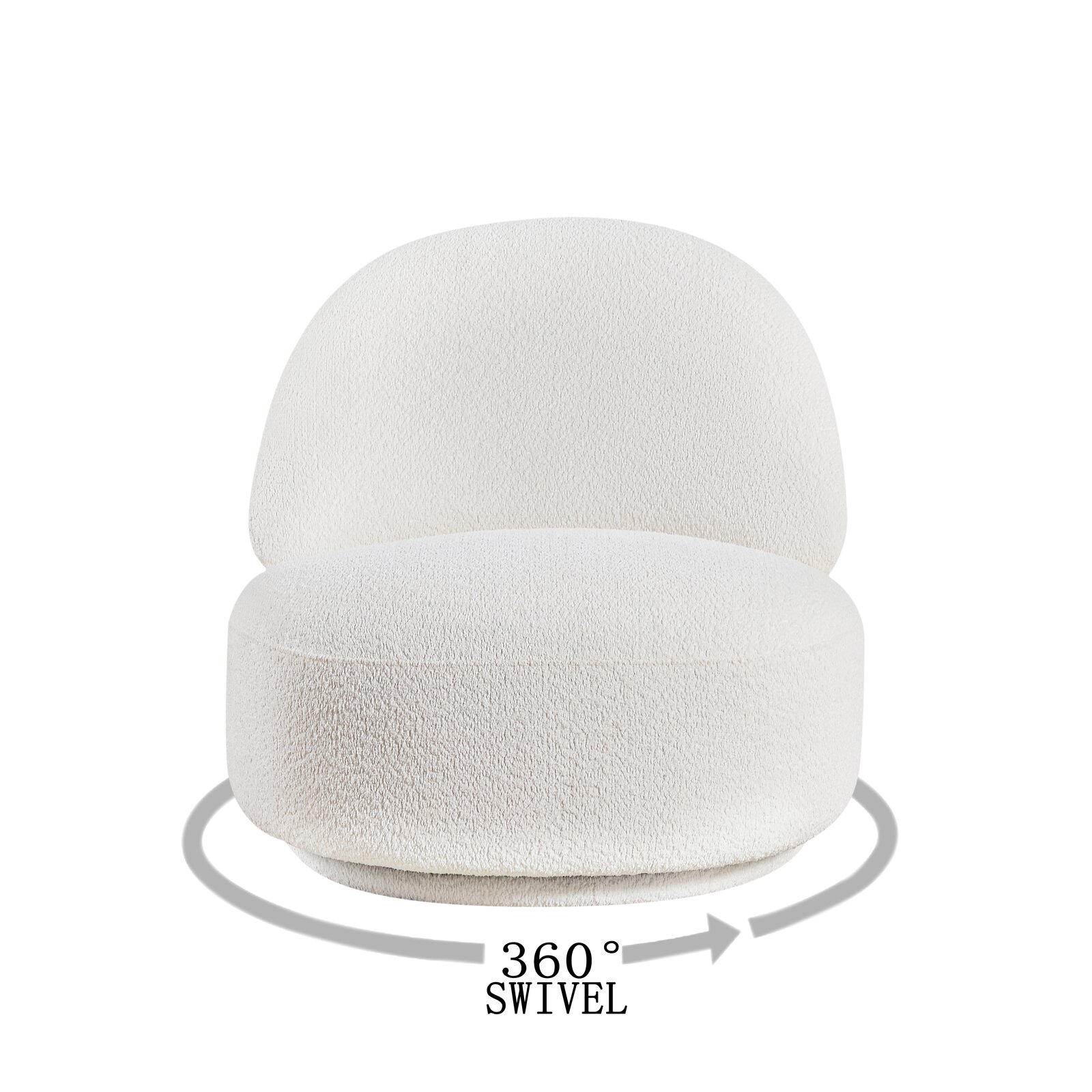 Weißer Sessel JANINA mit 360-Grad-Drehfunktion, Frontalansicht