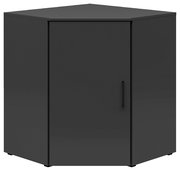 Eckkommode in dunklem Grau, frontal abgebildet mit einer Tür und einem Griff.