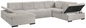 Graues Ecksofa mit Stauraum, Perspektive von vorne rechts