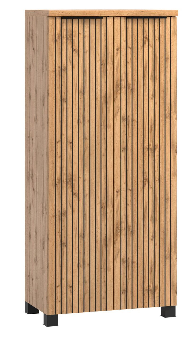 XORA Midischrank 60 cm LIVERPOOL Midischrank 60 cm in Holzoptik mit vertikalen Streifen, Vorderansicht