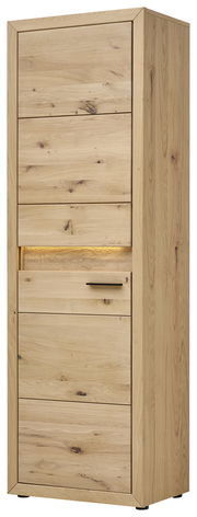 Garderobenschrank aus Holz in Frontansicht mit natürlicher Maserung und modernem Design.