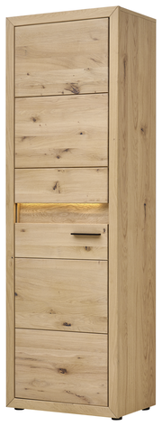 Garderobenschrank aus Holz in Frontansicht mit natürlicher Maserung und modernem Design.