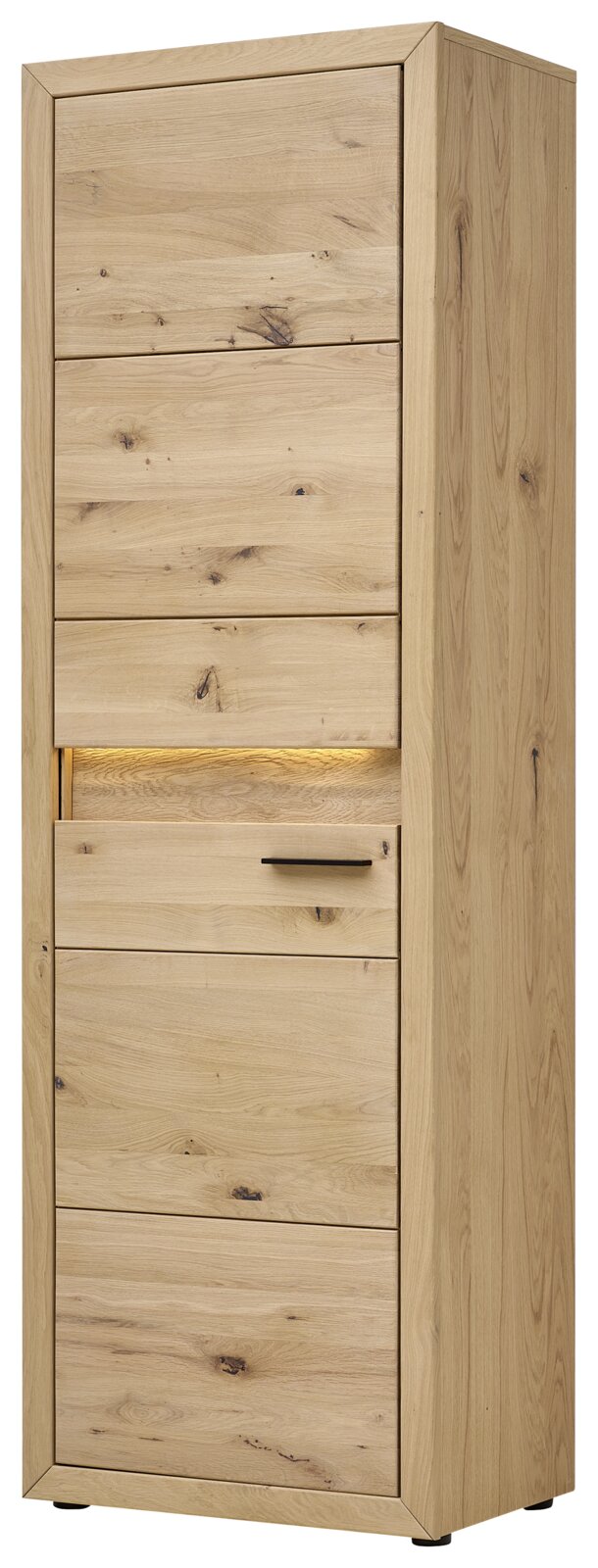 Linea Natura Garderobenschrank CLEVELAND Garderobenschrank aus Holz in Frontansicht mit natürlicher Maserung und modernem Design.