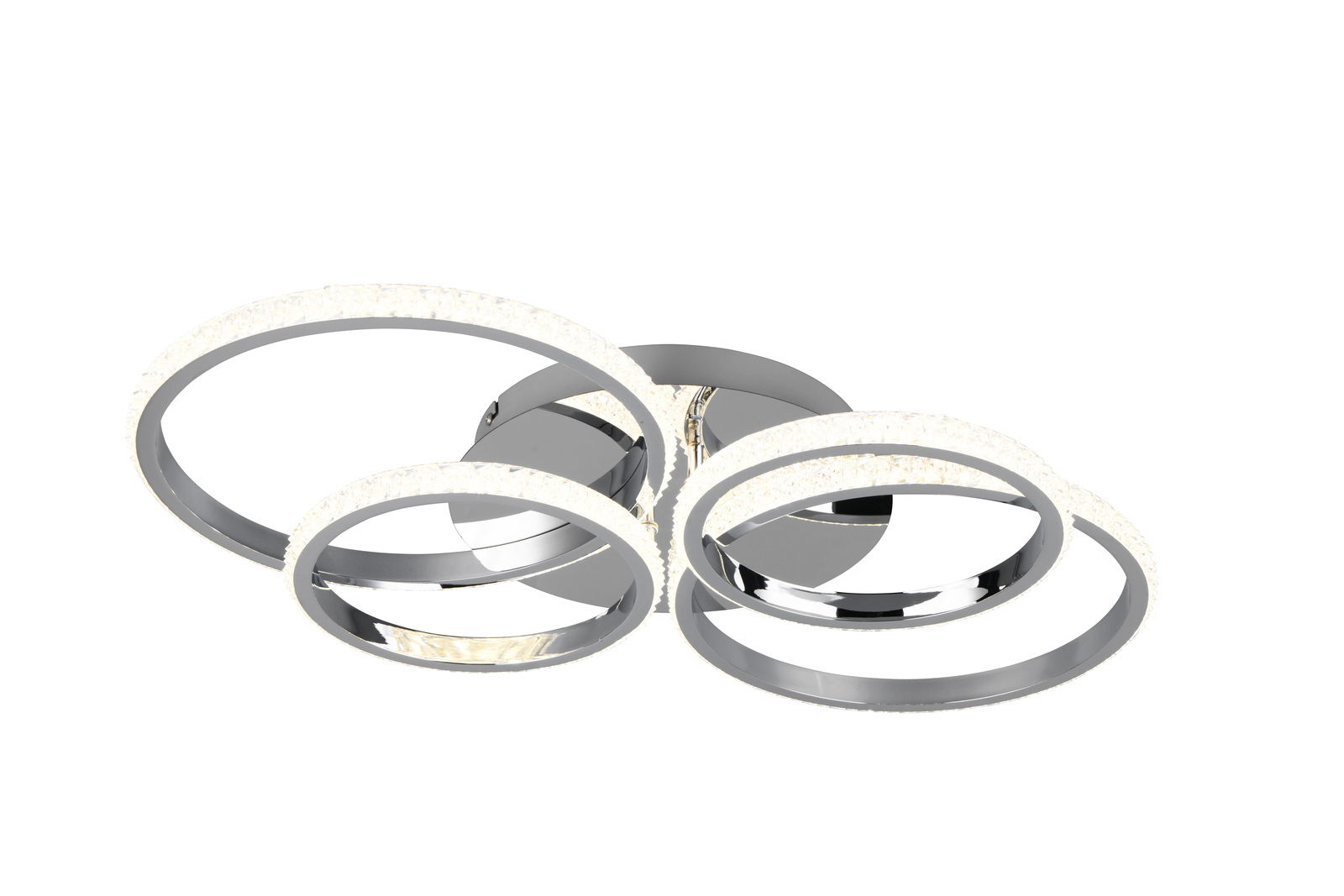 Moderne Deckenleuchte CIRES mit drei leuchtenden Ringen, seitliche Perspektive