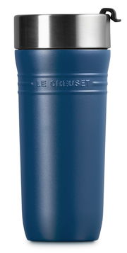 Thermobecher 350ml in Deep Teal von vorne mit Edelstahl-Deckel