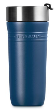 Thermobeker van 350 ml in Deep Teal, gezien vanaf de voorkant, met roestvrijstalen deksel