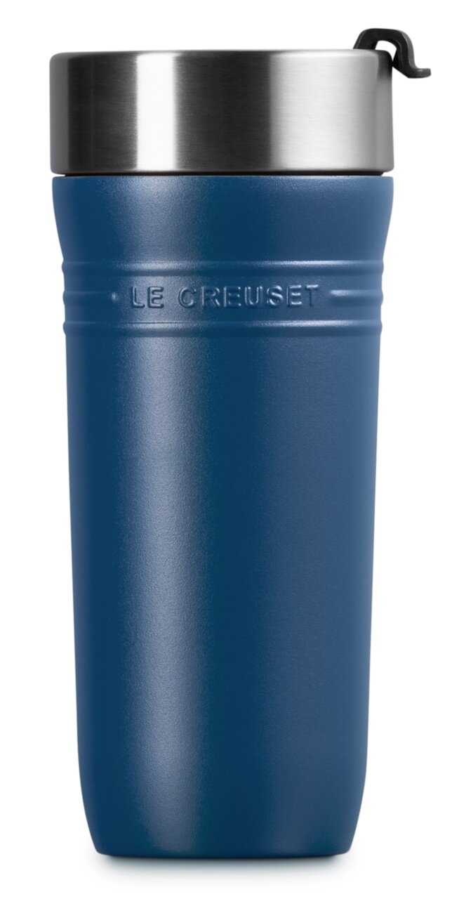 Thermobeker van 350 ml in Deep Teal, gezien vanaf de voorkant, met roestvrijstalen deksel