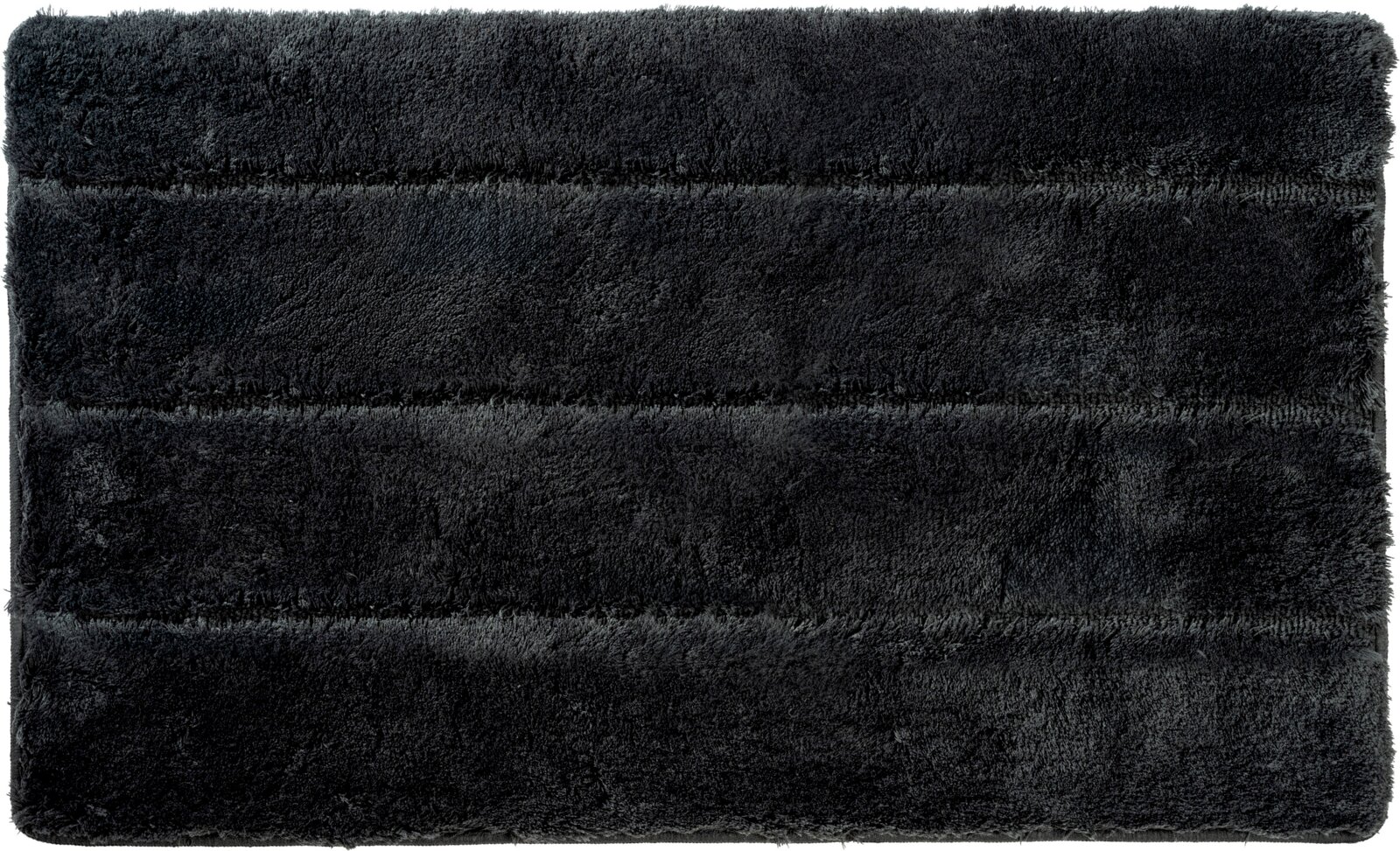 Linneweber Badteppich 60x100cm PARIS Schwarzer, flauschiger Badteppich mit horizontalen Streifen, Draufsicht von oben