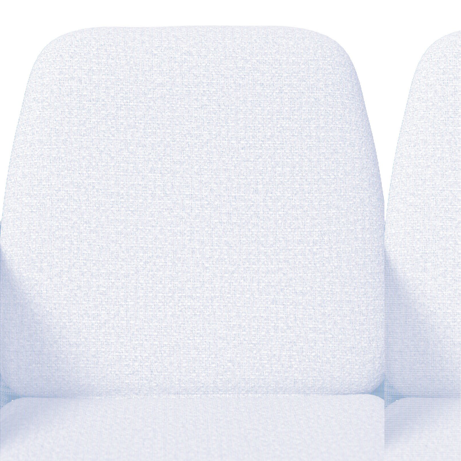 Nahaufnahme eines beigen Armlehnstuhls mit strukturierter Stoffoberfläche, Vorderansicht