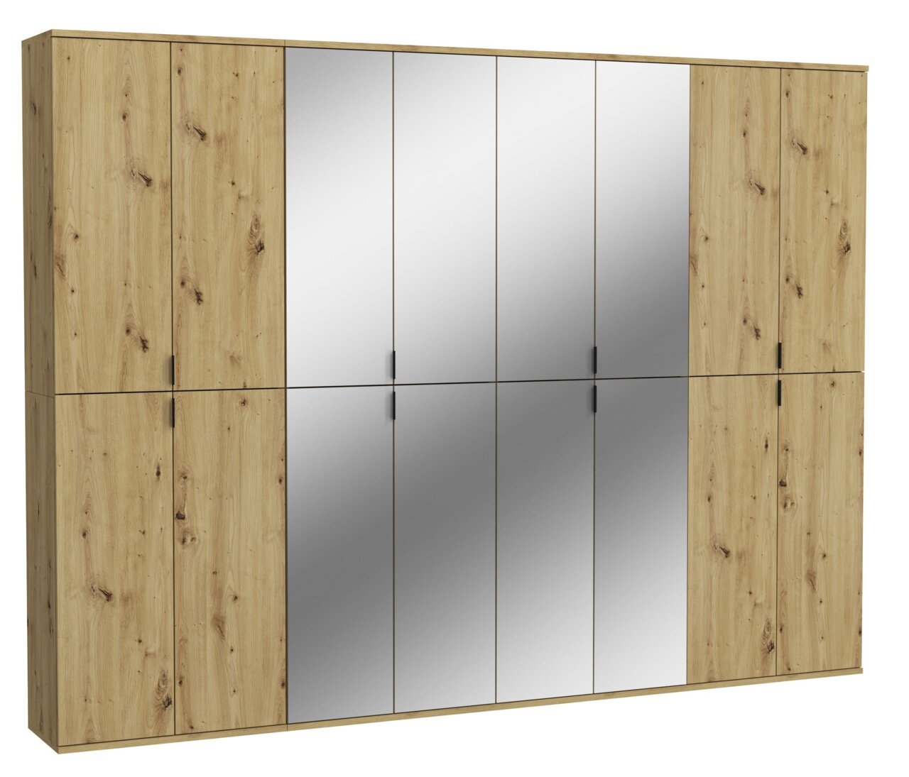 MID.YOU Garderobenschrankkombination PROJEKT X Garderobenkombination aus Holz mit Spiegeltüren, frontal betrachtet.