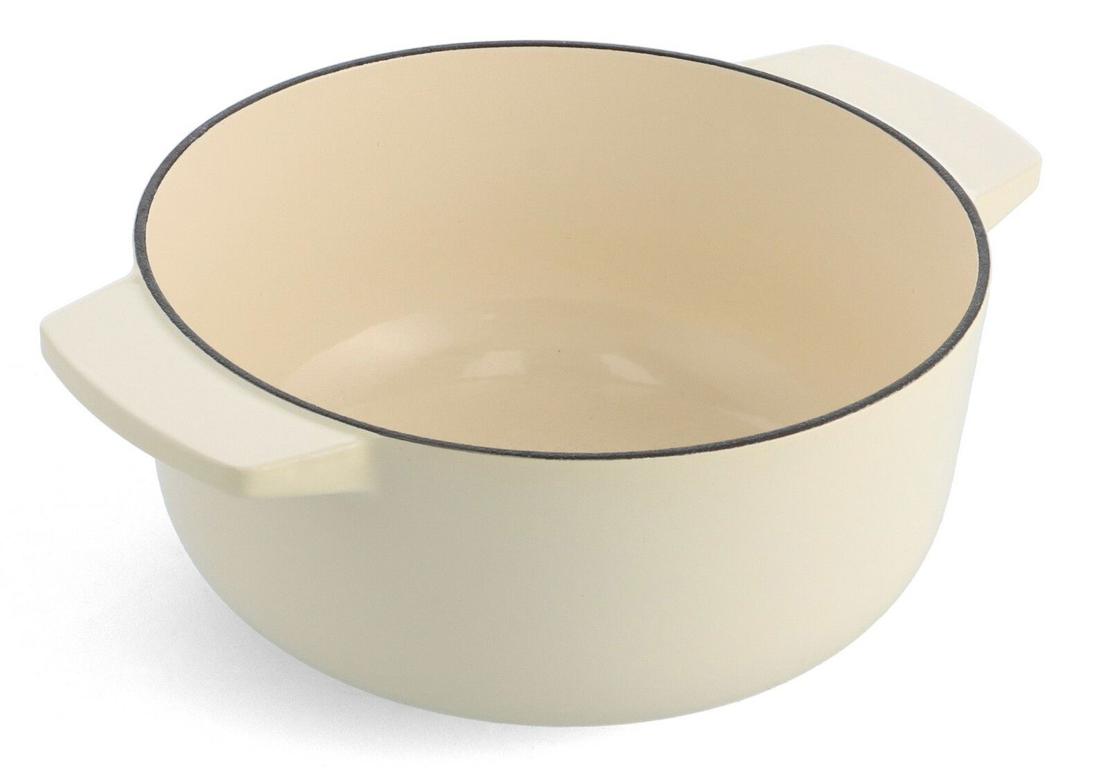 Gusseiserner Bräter in Mandel-Farbe, 26 cm, aus der Vogelperspektive