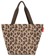 Leopardenmuster Shopper Tasche mit braunen Henkeln, Vorderansicht