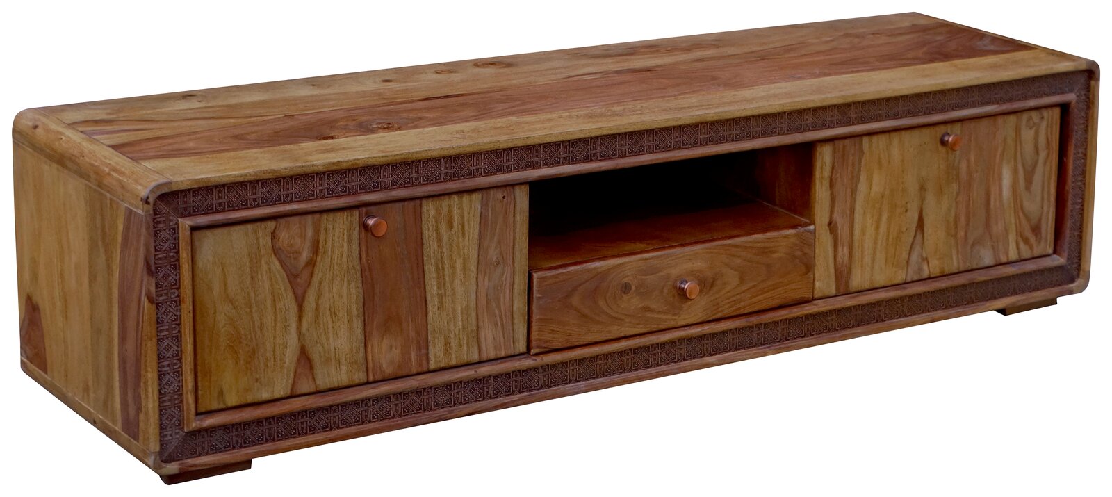 Landscape TV-Tisch BARCELONA TV-Tisch aus Holz mit zwei Türen und einer Schublade, seitliche Perspektive