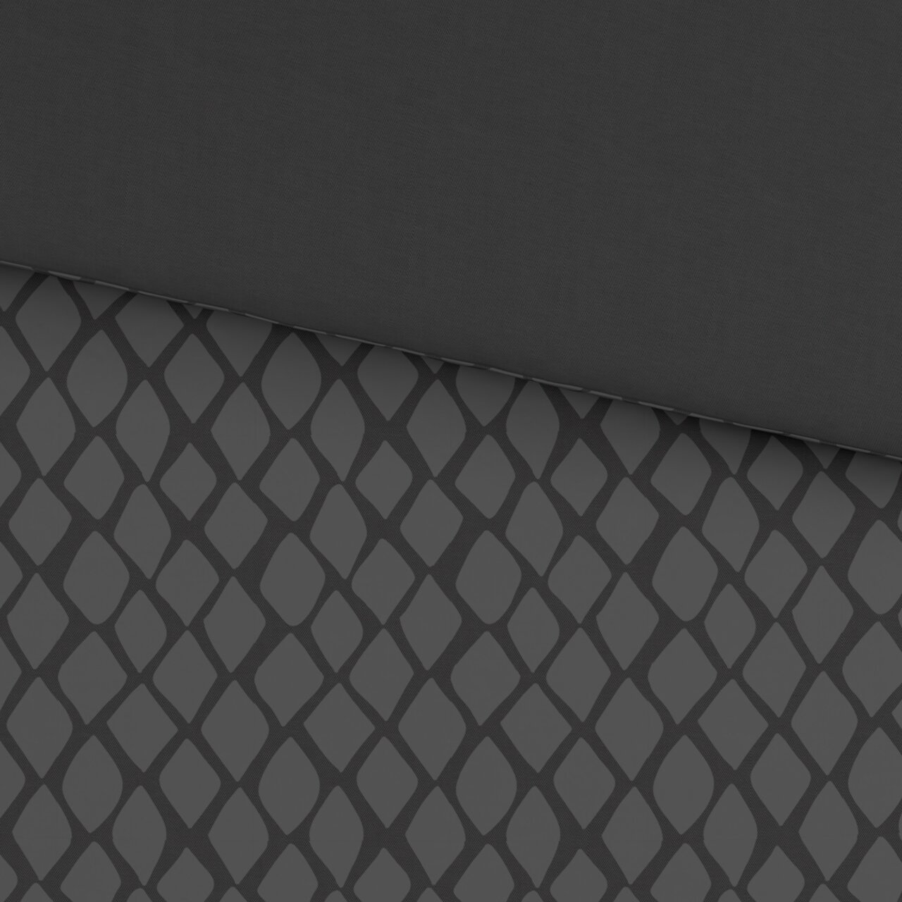 Wendebettwäsche in dunklen Tönen mit geometrischem Muster, Draufsicht