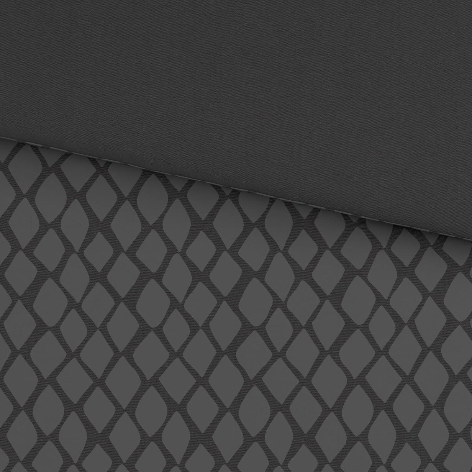 Wendebettwäsche in dunklen Tönen mit geometrischem Muster, Draufsicht