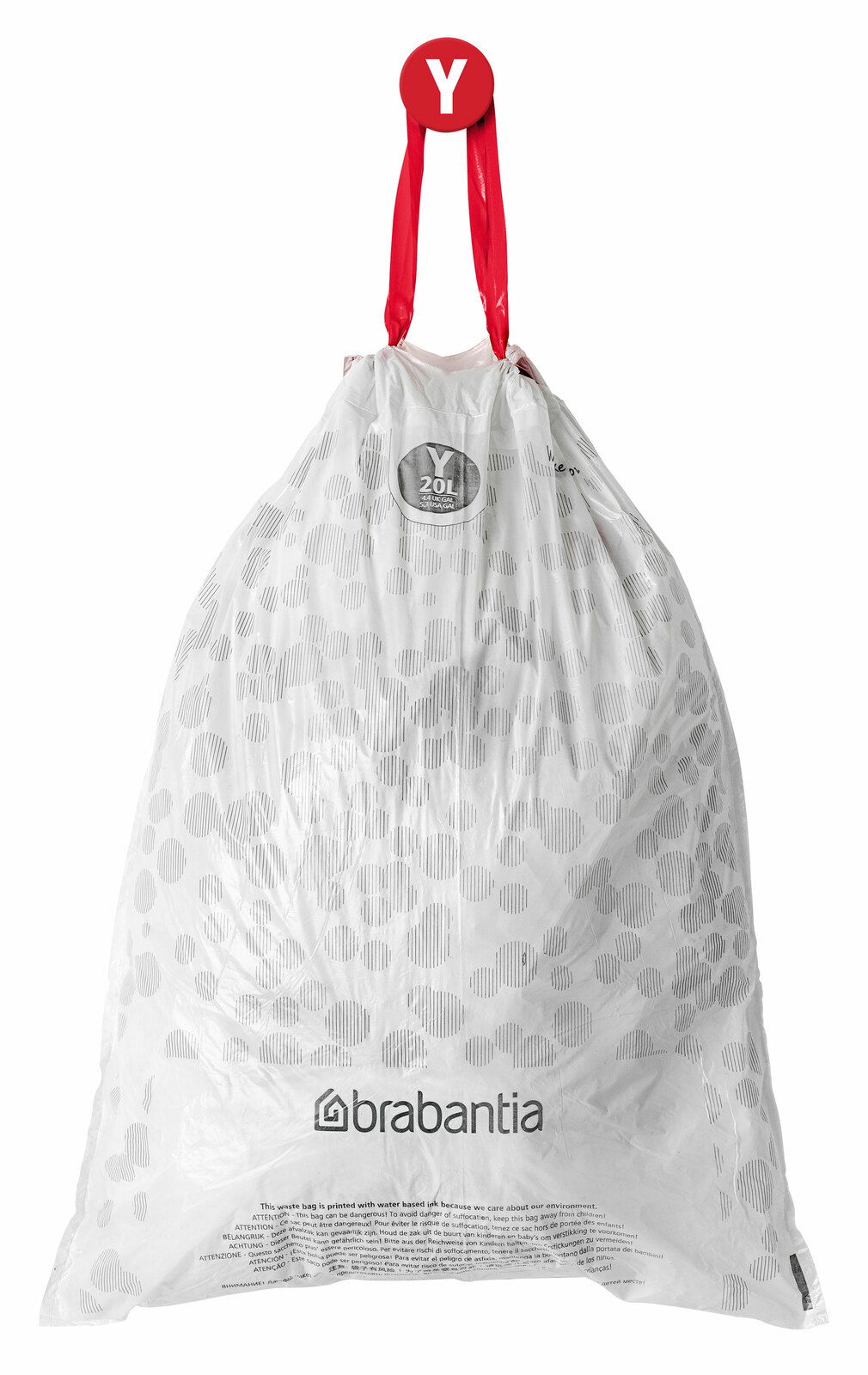 Brabantia Müllbeutel PERFECTFIT 20L mit rotem Zugband, Vorderansicht