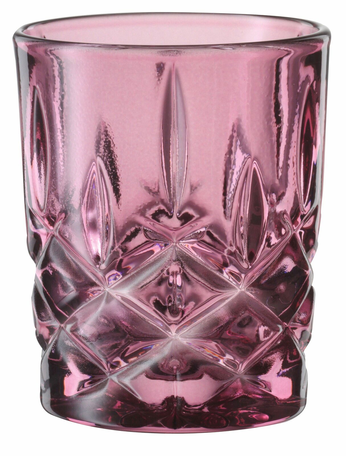 Rosa Glas mit edlem Schliffmuster, Vorderansicht