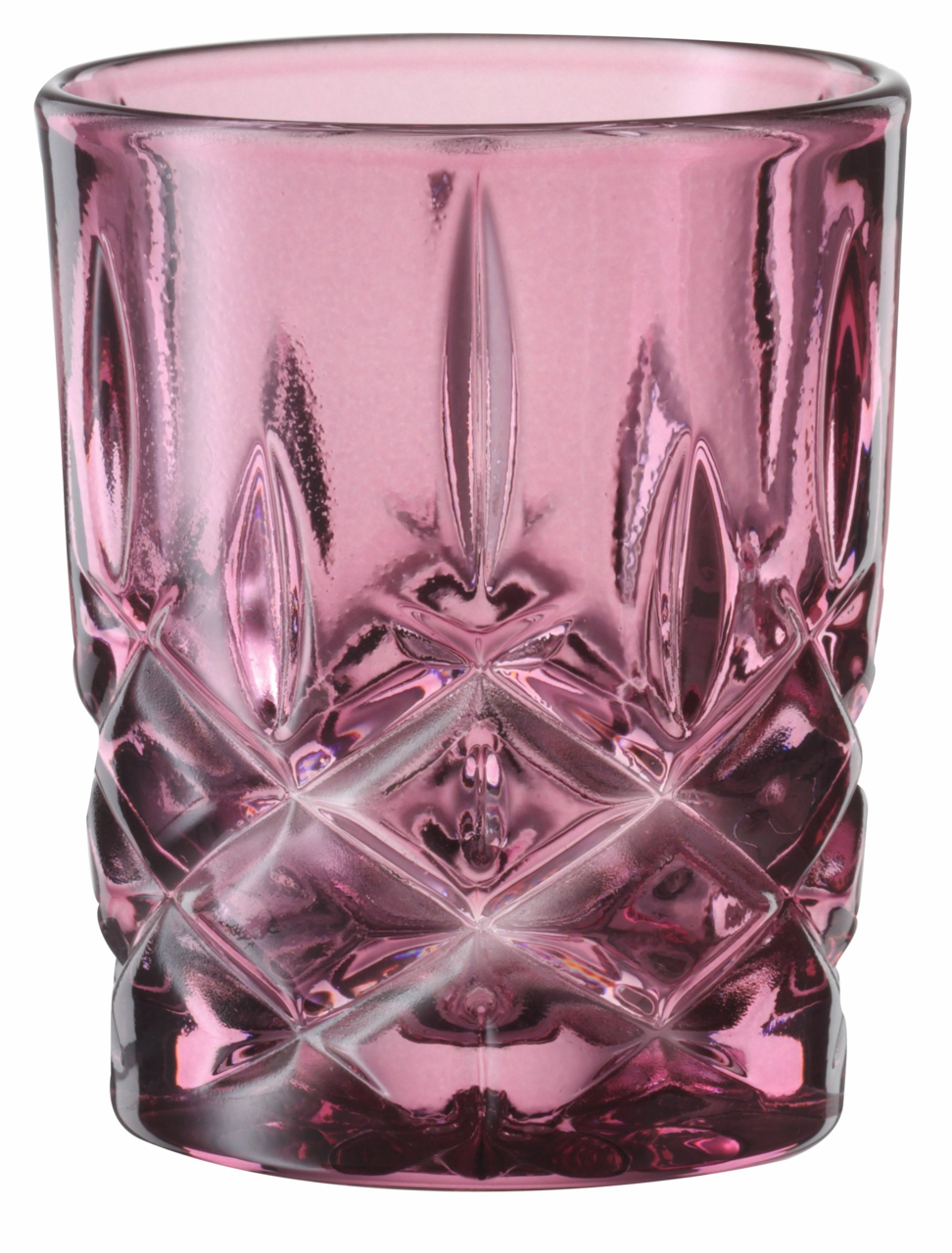 Rosa Glas mit edlem Schliffmuster, Vorderansicht
