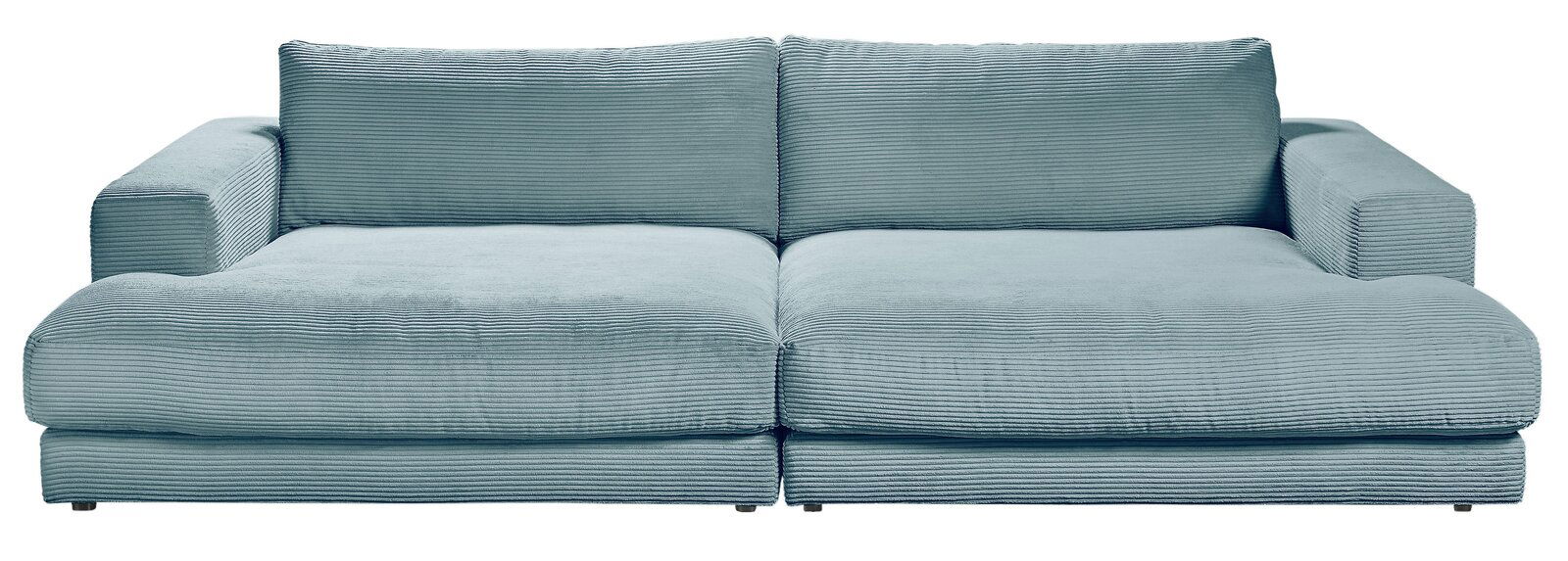 Megasofa klein in hellblauem Stoff, Vorderansicht