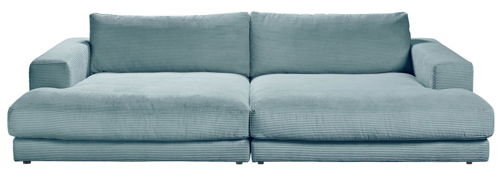 Megasofa klein in hellblauem Stoff, Vorderansicht