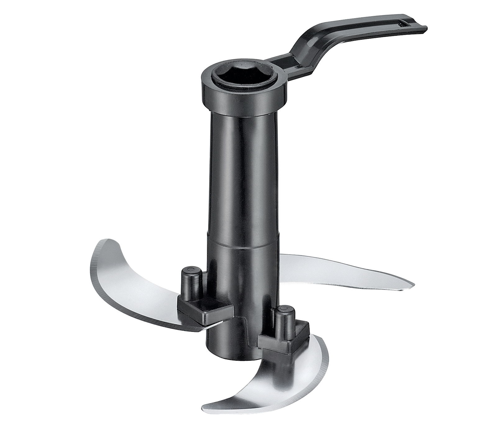 Schwarzer Multischneider Turbo mit scharfen Klingen, seitliche Perspektive