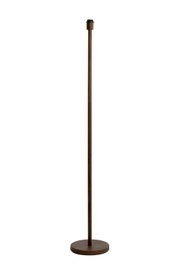 Stehleuchte aus Holz mit rundem Sockel, frontal abgebildet.