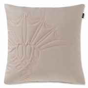 Zierkissenhülle in Beige mit gesticktem geometrischem Muster, Vorderansicht