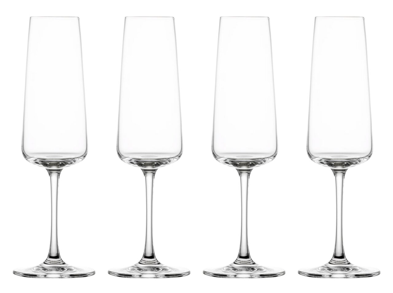 SCHOTT ZWIESEL Sektglas 4er-Set MIOVINO Vier elegante Sektgläser in einer geraden Frontansicht.