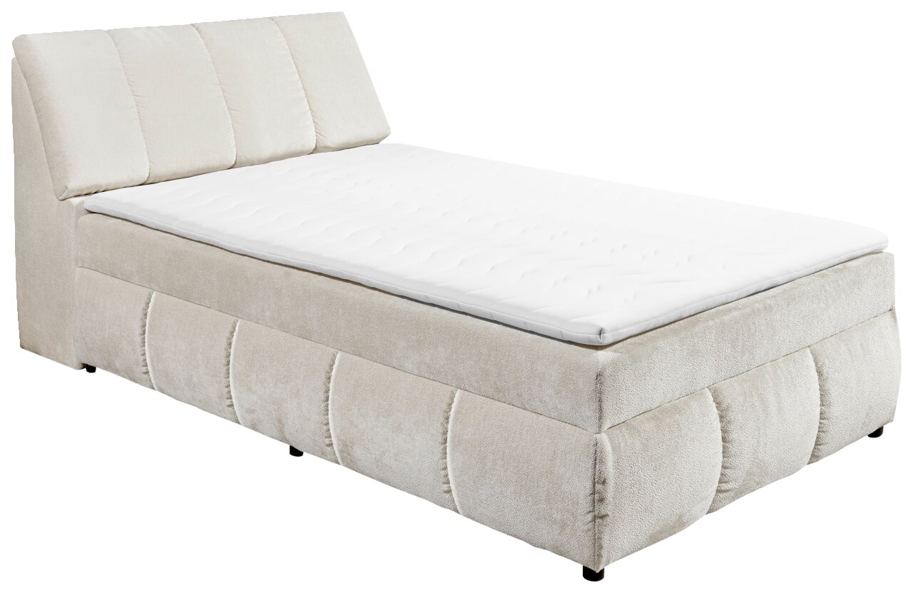 Z2 Boxspringbett VALENCIA Beiges Boxspringbett mit gepolstertem Kopfteil, seitliche Perspektive