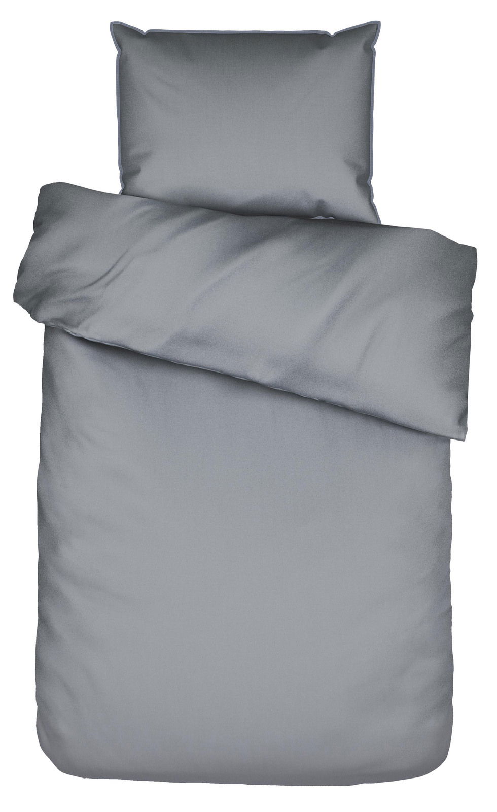 Graue Bettwäsche 155x220cm mit Kopfkissenbezug, Draufsicht