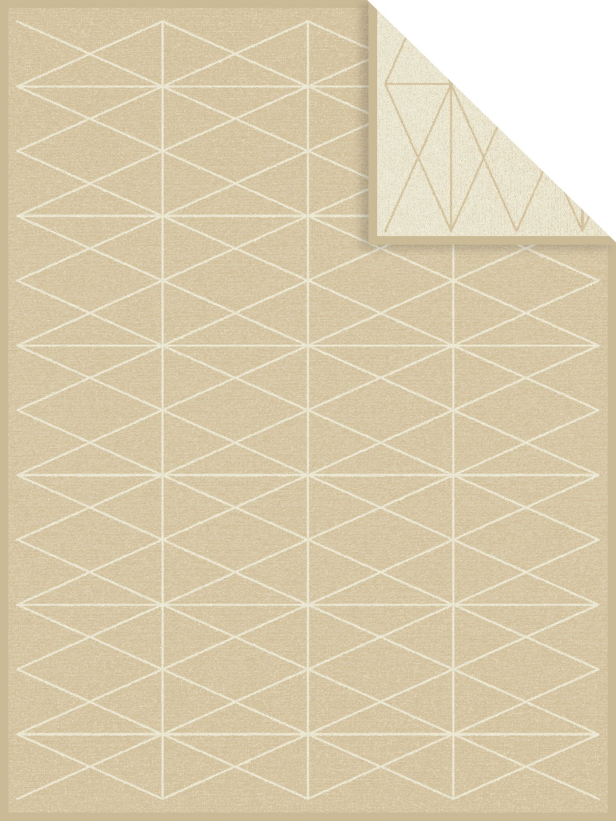Beige Jacquard-Decke 150x200 cm mit geometrischem Muster, Draufsicht