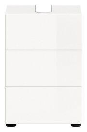 Weißer Waschbeckenunterschrank mit drei Schubladen, frontale Ansicht