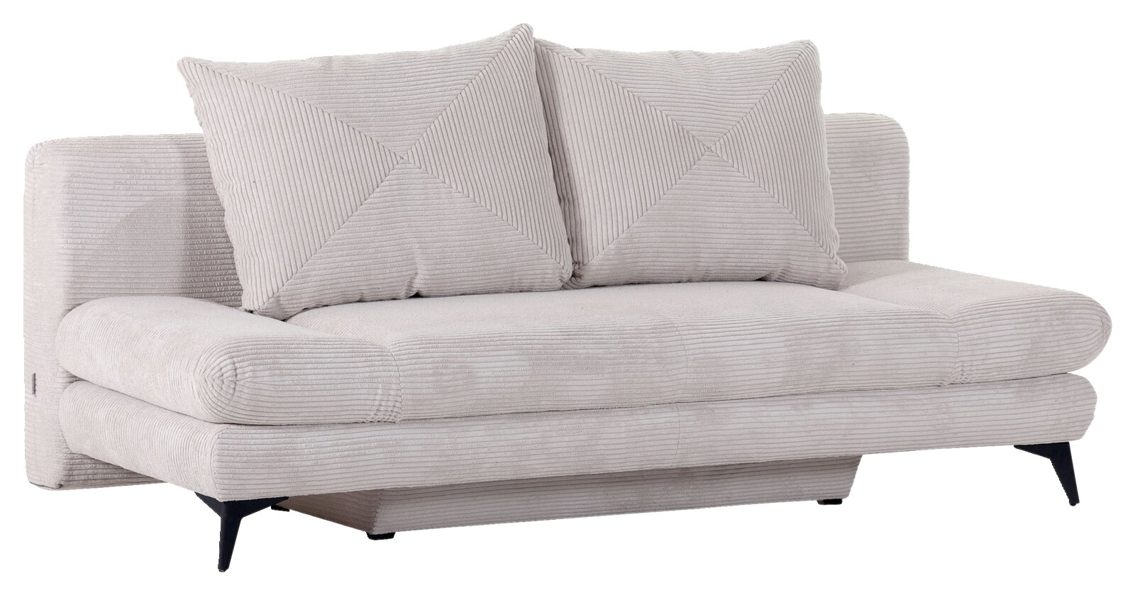 Z2 Schlafsofa ELIO Beiges Funktionssofa mit zwei großen Kissen, seitliche Perspektive