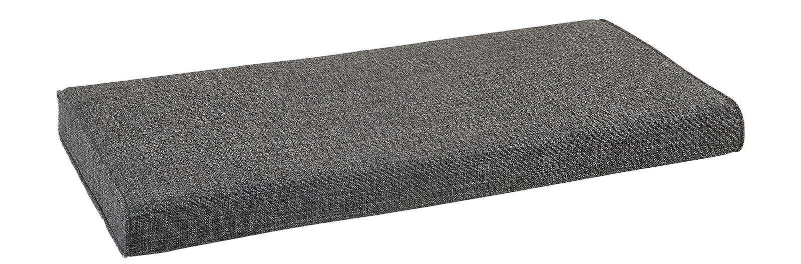 VOSS Sitzkissen schmal LEVIO Graues, rechteckiges Sitzkissen in schräger Perspektive, geeignet für schmale Sitzflächen.