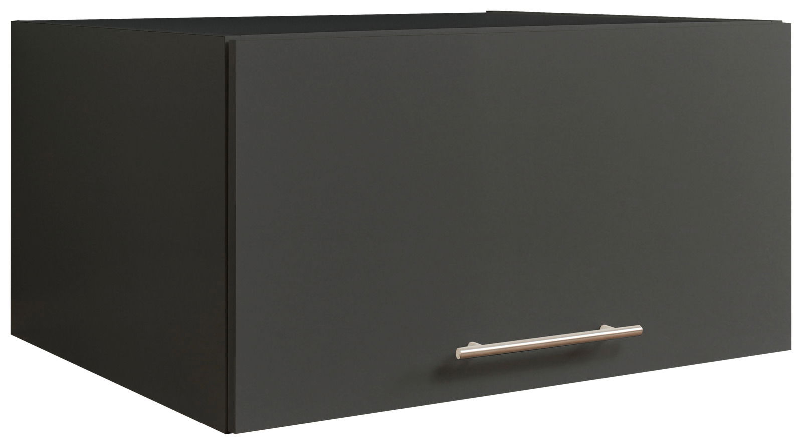 XORA Aufsatzschrank breit PRIMUS Schwarzer Aufsatzschrank mit Metallgriff, perspektivisch von vorne links gesehen.