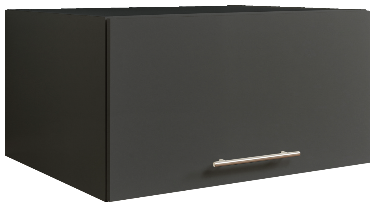 XORA Aufsatzschrank breit PRIMUS Schwarzer Aufsatzschrank mit Metallgriff, perspektivisch von vorne links gesehen.