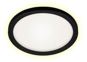 Runde LED-Deckenleuchte mit schwarzem Rahmen, Ansicht von unten