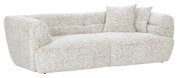 Beige megabank met twee grote kussens, zijaanzicht