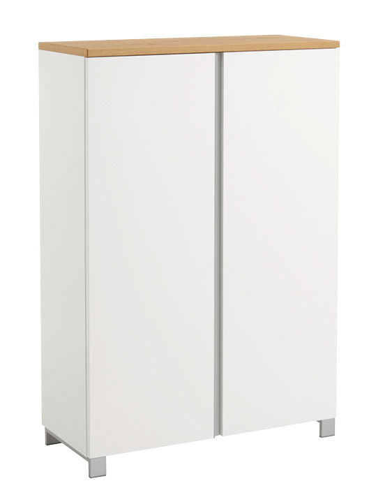 VOSS Schuhschrank SALEA Moderner weißer Schuhschrank mit Holzoberfläche, frontal betrachtet