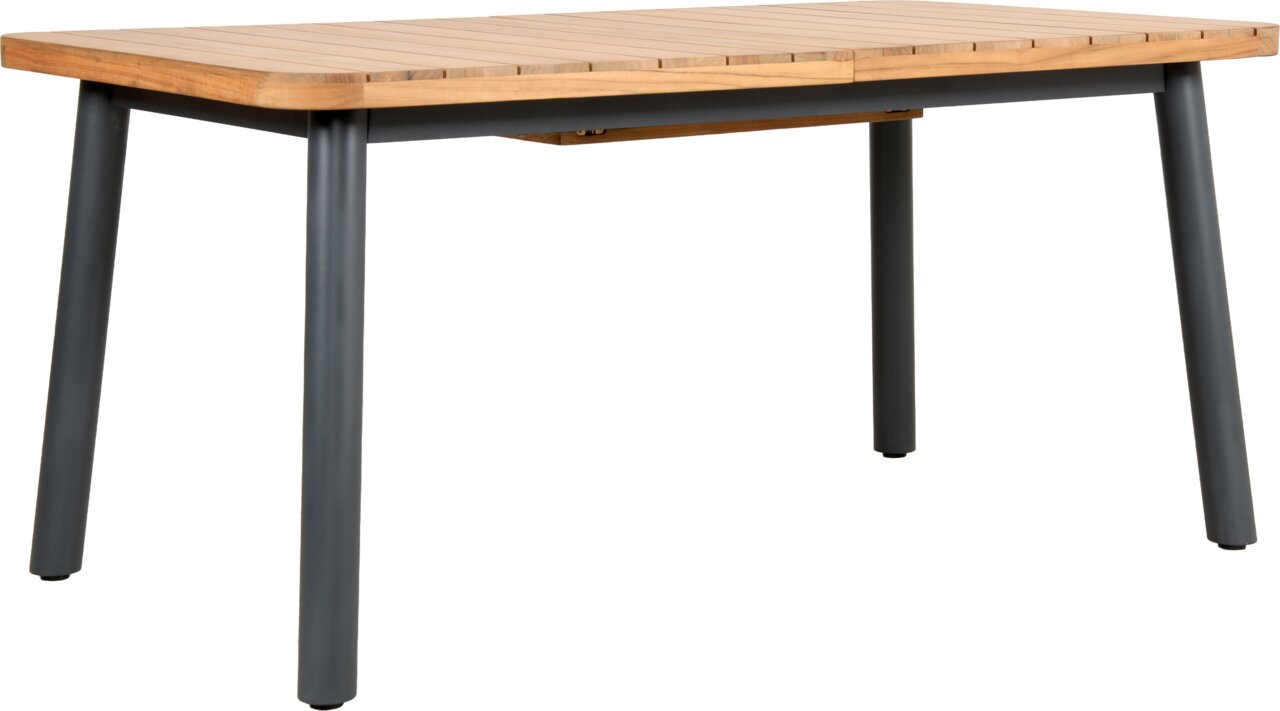 Ambia Garden Gartenausziehtisch BRINDISI Moderner Gartenausziehtisch aus Holz mit Metallbeinen, seitliche Perspektive