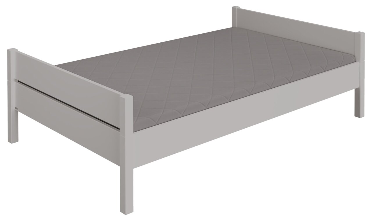 Paidi Bett TIAGO Einzelbett in grauer Farbe mit schlichter, moderner Gestaltung, seitliche Perspektive