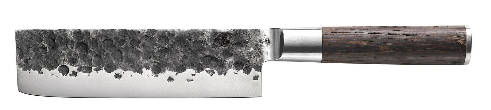 Nakiri-Messer KYOTO 18 cm mit gehämmerter Klinge und Wengé-Holzgriff, Seitenansicht