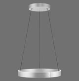 Moderne Pendelleuchte PURE E-CLIPSE von Paul Neuhaus in silberner Farbe, seitliche Perspektive